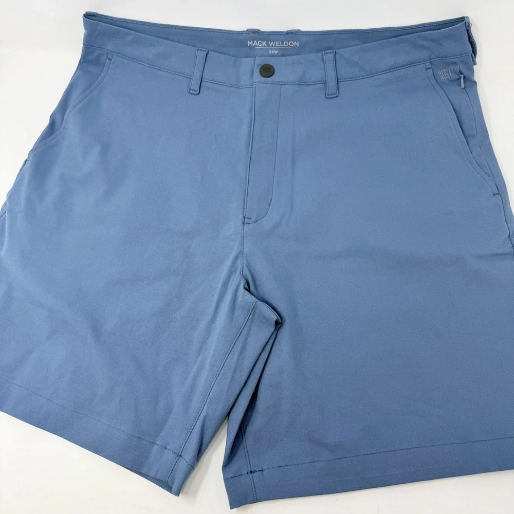 Mack Weldon Radius Shorts Mens 34 Slate Blue Tech Stretch Performance Casual